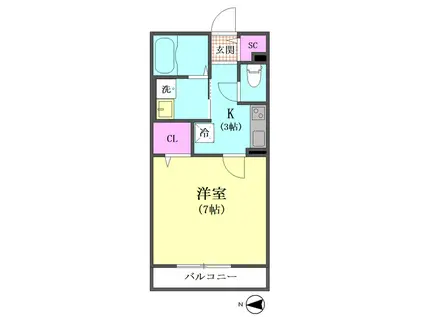 エス・リアン大森(1K/1階)の間取り写真