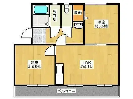 コンチェルト東合川II(2LDK/5階)の間取り写真