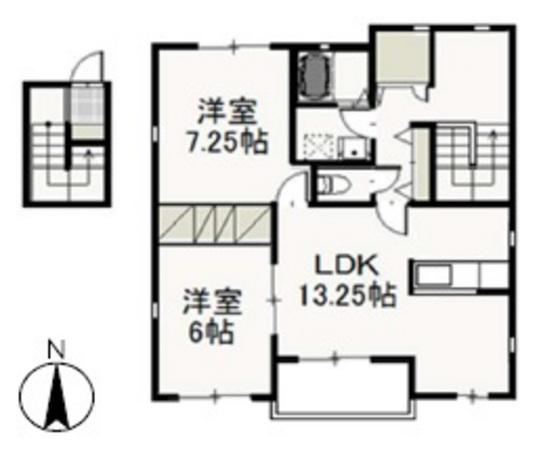 ヴィラ・ド・フルール B(2LDK/2階)の間取り写真