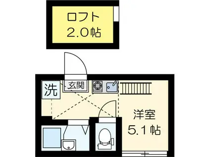 マーベラス国分寺内藤Ⅱ(ワンルーム/2階)の間取り写真