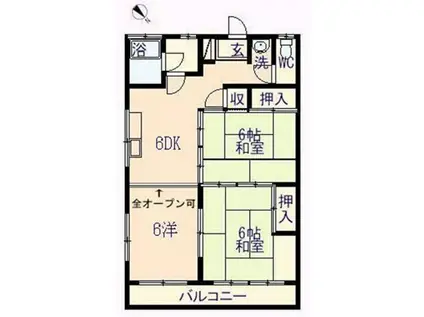 グランドマンション(3DK/3階)の間取り写真