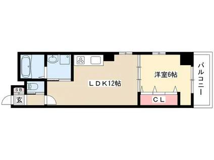 フェリシダージ鶴舞(1LDK/2階)の間取り写真