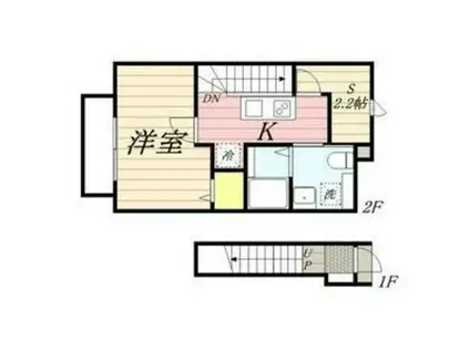 シンティラーレ小松島(1K/2階)の間取り写真