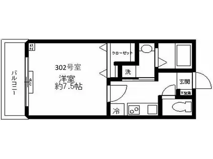 フォセット西巣鴨(1K/3階)の間取り写真