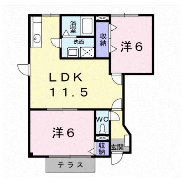 コモド・カーサたなかII(2LDK/1階)の間取り写真