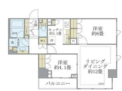 BRILLIA日本橋茅場町 BRILLIA日本橋茅場町(2LDK/2階)の間取り写真