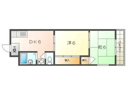 GM本通(2DK/1階)の間取り写真