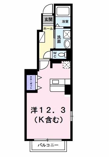 プリートボニータII(ワンルーム/1階)の間取り写真