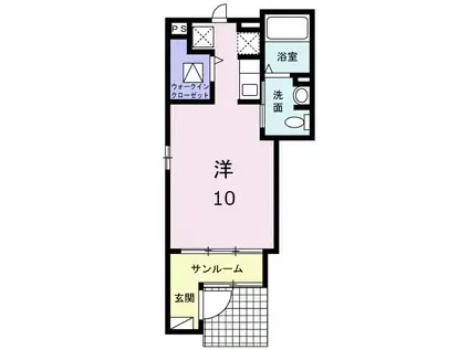 メゾン ド フルールII(ワンルーム/1階)の間取り写真