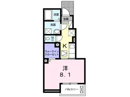 フォレスタ貴布祢(1K/1階)の間取り写真