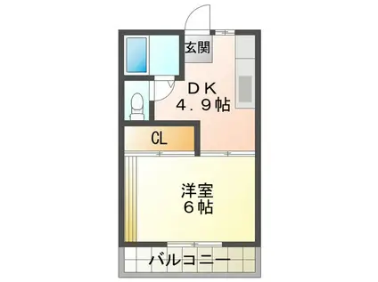 サングリーン西条(1DK/3階)の間取り写真