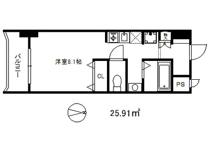 オーゼットパレス(1K/3階)の間取り写真