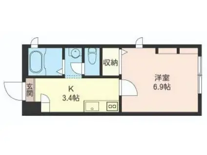 グランシャリオ(1K/1階)の間取り写真