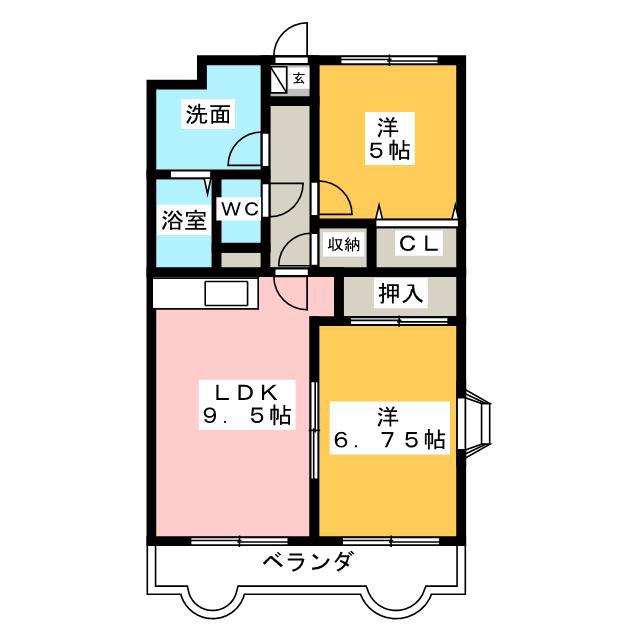 リバーサイド富士 II(2LDK/2階)の間取り写真