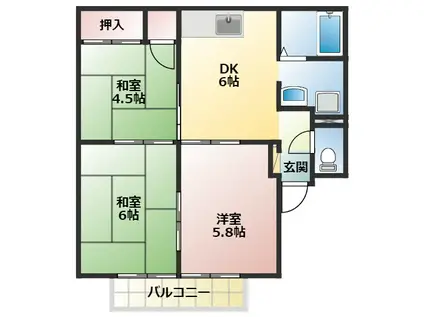 フローレンス(3DK/1階)の間取り写真