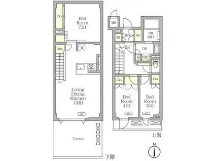 アジールコート都立大学(3LDK/1階)の間取り写真