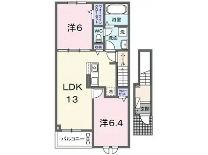 カルムIV(2LDK/2階)の間取り写真