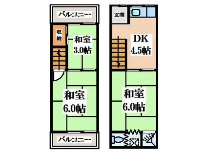 吉松1丁目文化(3DK/1階)の間取り写真