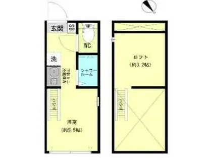 クライムヒルズII(1K/1階)の間取り写真