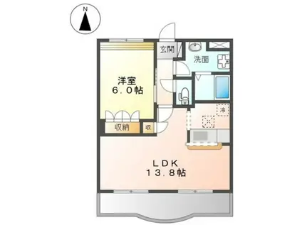 ディアベルジュII(1LDK/2階)の間取り写真