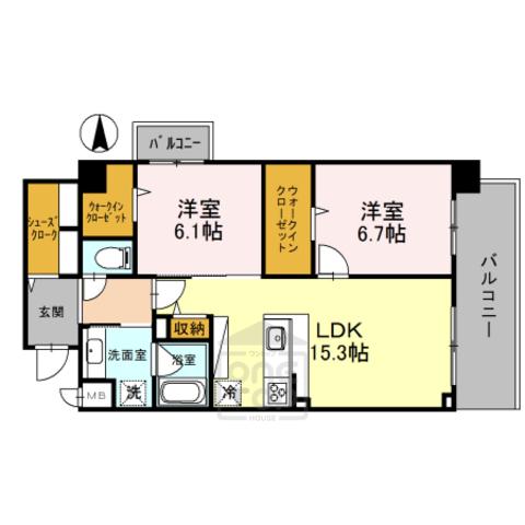 クレッシェンドⅤ(2LDK/3階)の間取り写真