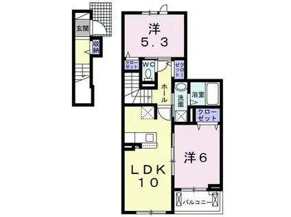 AFCレジデンス・登呂A(2LDK/2階)の間取り写真