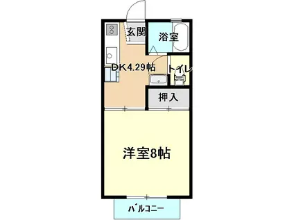 サンシティ西割C(1K/1階)の間取り写真