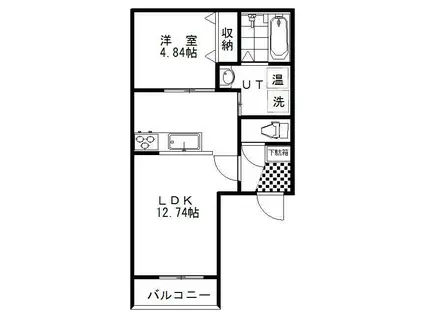ラ・ルミエール白金(1LDK/1階)の間取り写真