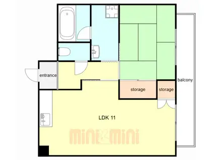 セントラルハイツ湊川(1LDK/9階)の間取り写真