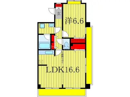 ウイングコート(1LDK/2階)の間取り写真