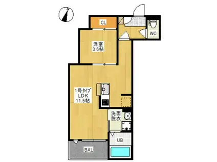 REGALEST FILO 鹿田本町(1LDK/2階)の間取り写真