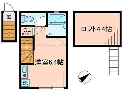 バーミープレイス平井(ワンルーム/2階)の間取り写真