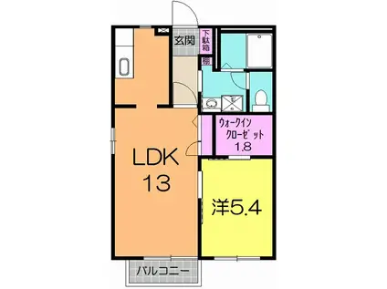 グランプラザ富沢南(1LDK/2階)の間取り写真