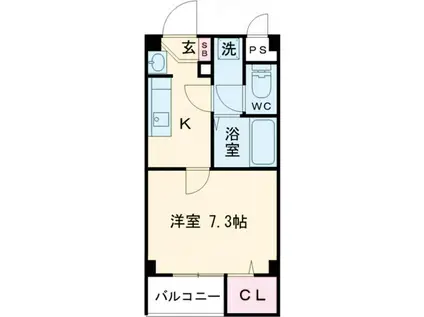 エフスタイル天美南(1K/4階)の間取り写真