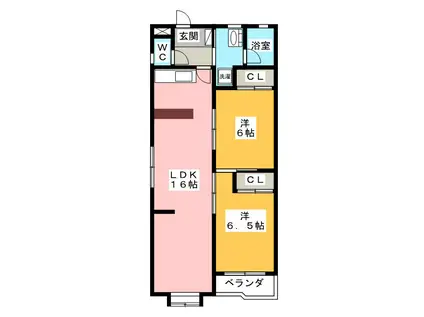 パーク・ハイツ(2LDK/2階)の間取り写真