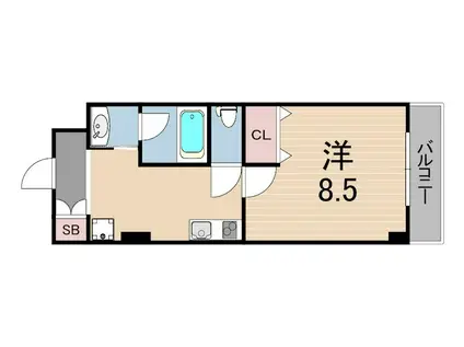 CITYSPIRE神戸元町1(1K/3階)の間取り写真