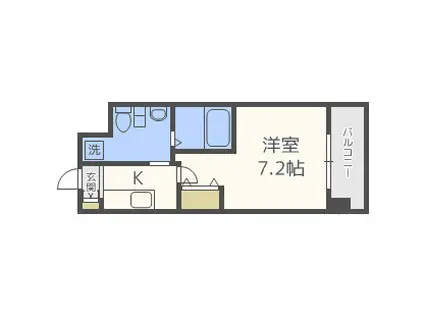 アーバンフラッツ上町(1K/6階)の間取り写真