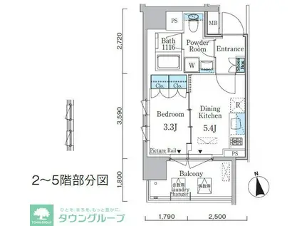 ミリアレジデンス両国(1DK/4階)の間取り写真