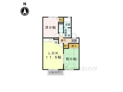 グランドゥールⅠ(2LDK/2階)の間取り写真