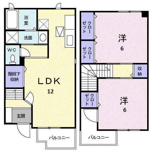 ソレアードIII(2LDK/1階)の間取り写真
