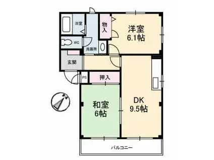 グレース春日(2DK/2階)の間取り写真