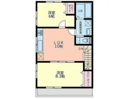 ラフィネ今泉I(2LDK/2階)の間取り写真