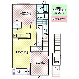 サンローレル B(2LDK/1階)の間取り写真
