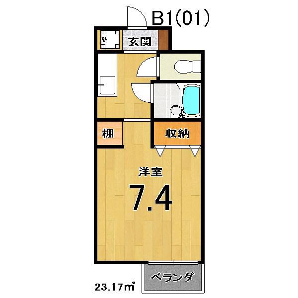 スクリーン3233(1K/2階)の間取り写真