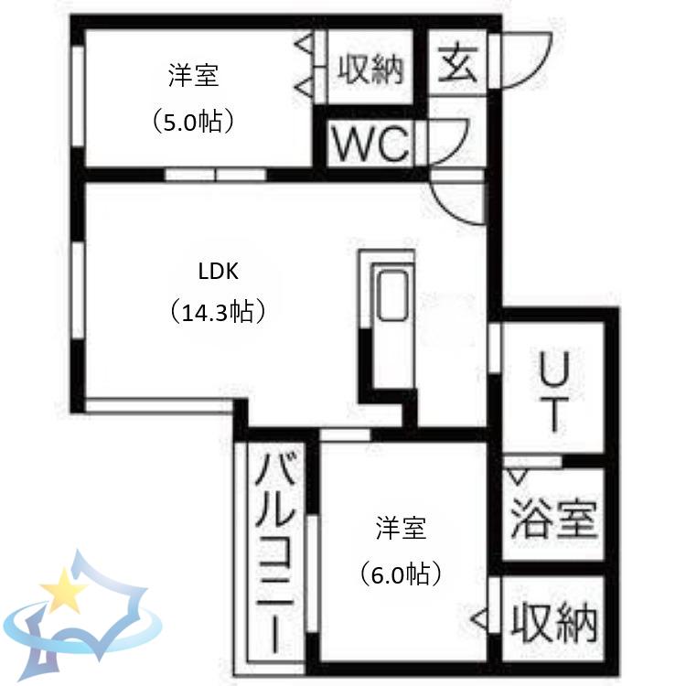 コローレ伏見(2LDK/4階)の間取り写真