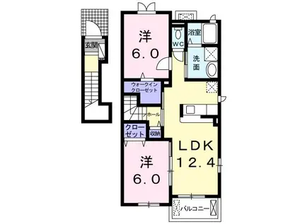 サンファミリーB(2LDK/2階)の間取り写真