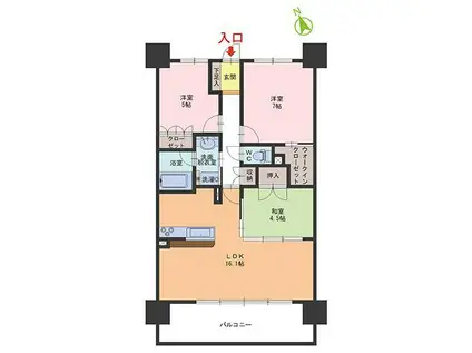 レーベン福井LEVISTA(3LDK/2階)の間取り写真