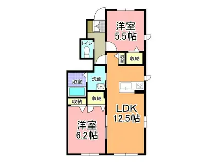 EXCEED(2LDK/1階)の間取り写真