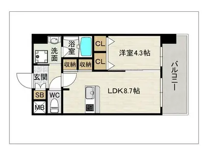 OH OHASHI BLD(1LDK/9階)の間取り写真