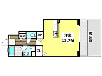 ウォーム要(1K/1階)の間取り写真